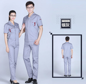 FY60302 夏季涤棉细斜短袖银灰 工作服